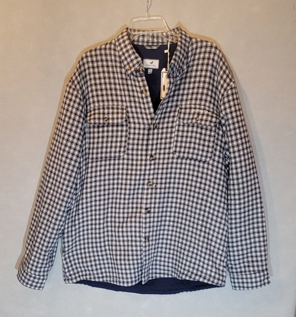 Properly Tied Cypress Shirt Jacket Olympus Plaid Navy XXL NWT